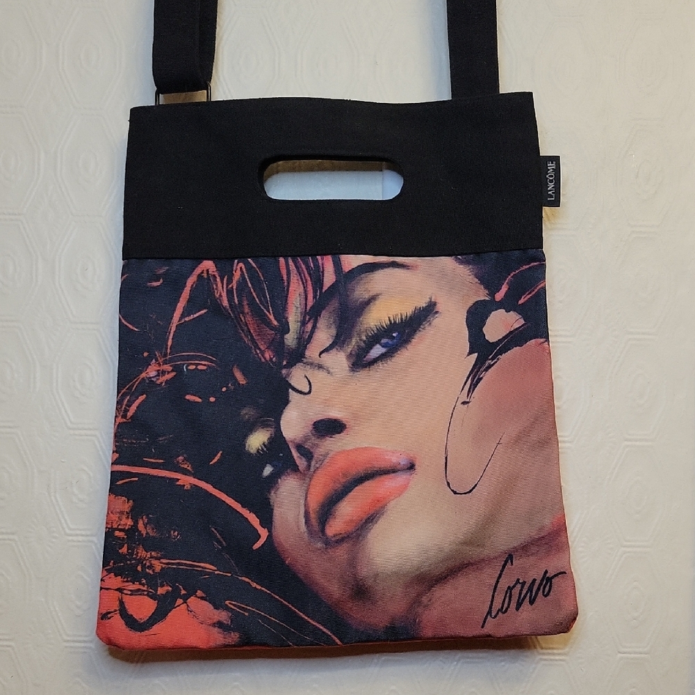 Lancome Black and Coral Portrait-Print Tote Ltd Edition Corno